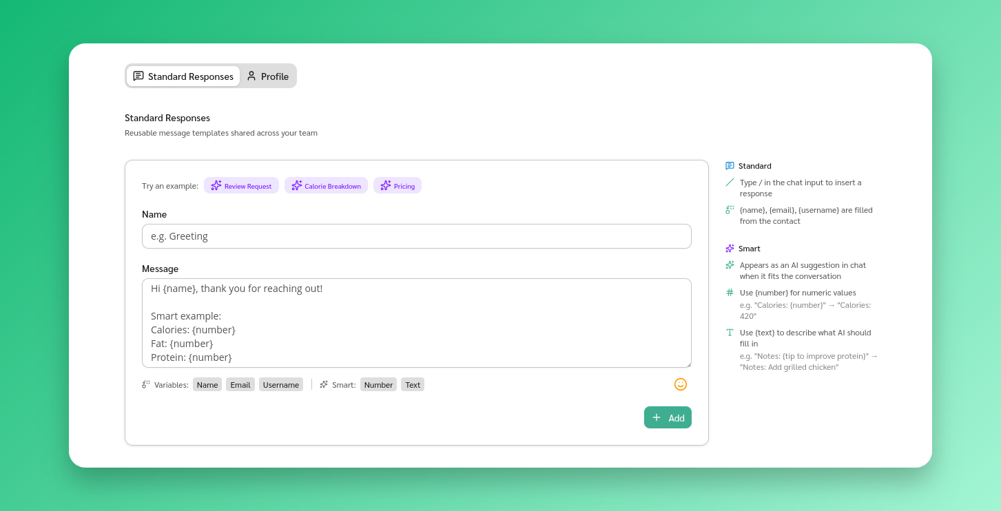 Template chips for Smart Responses