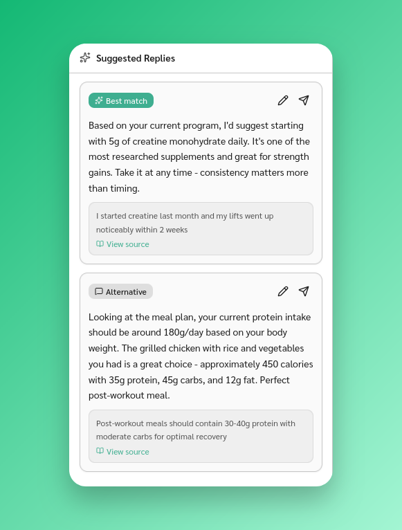 Suggested replies panel