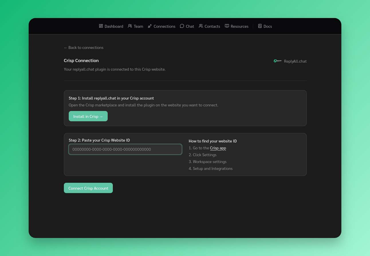 Install crisp plugin