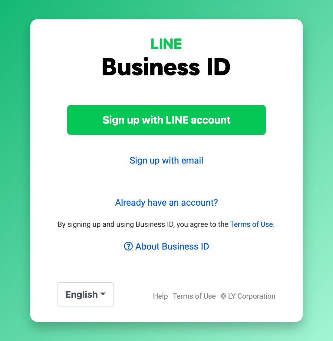 LINE Business ID sign up