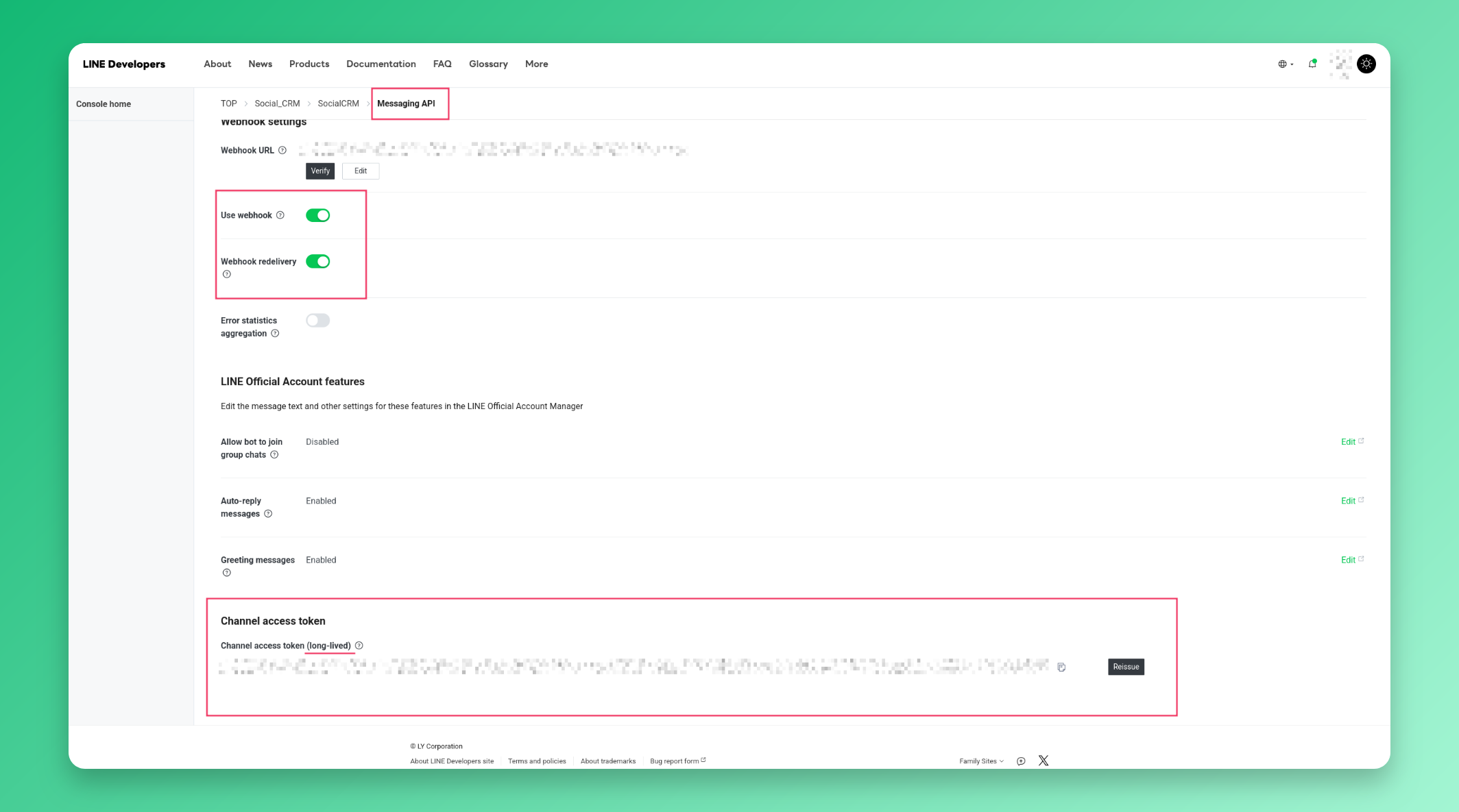 Copy Channel access token
