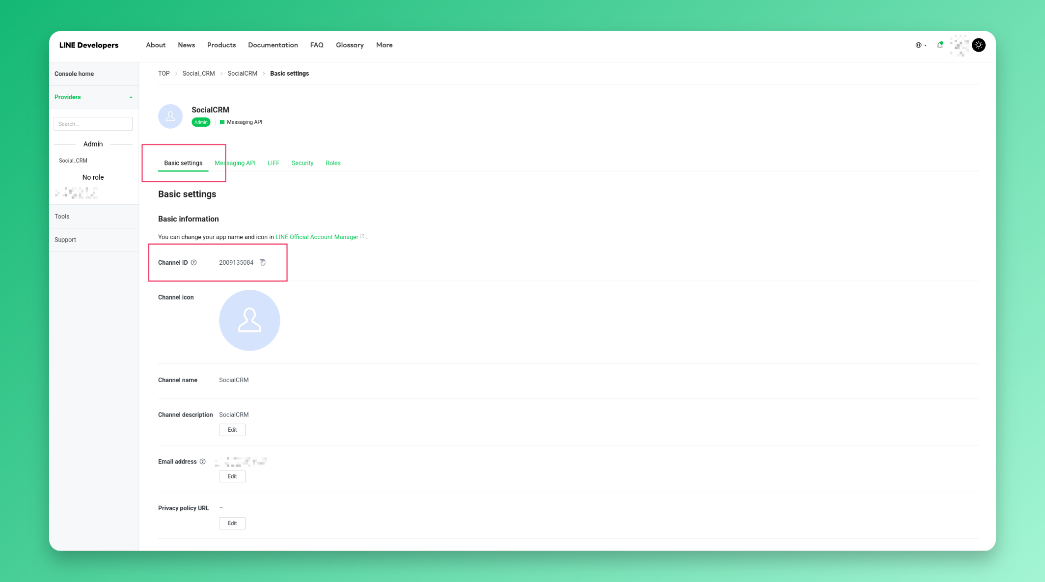 Copy Channel ID from Basic settings