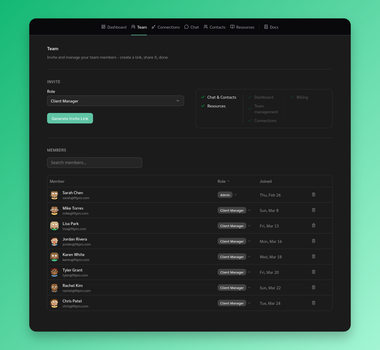 Delete a team member
