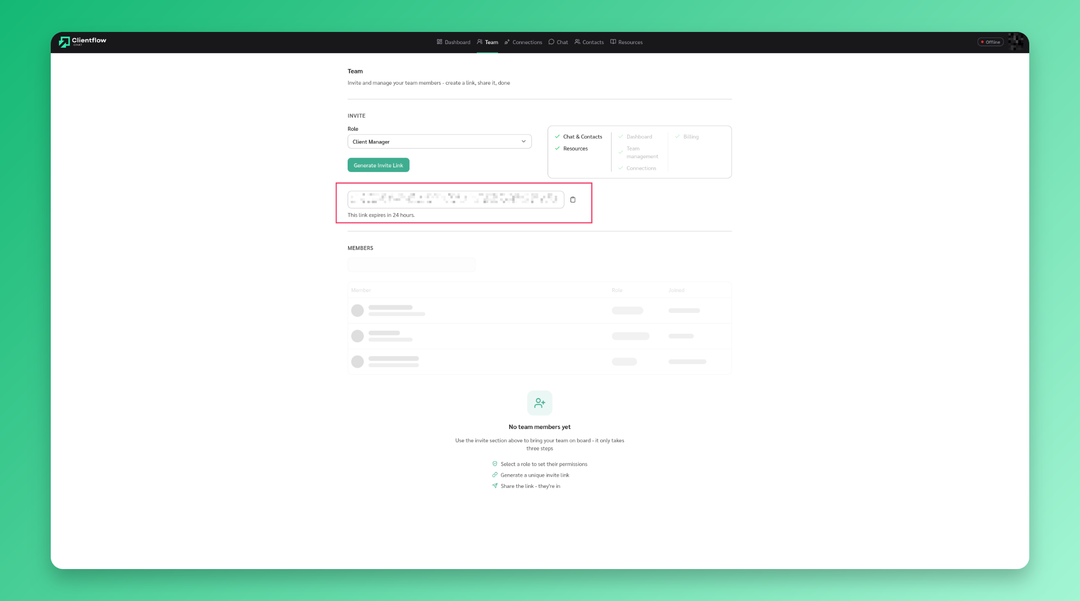 Copy and share the invite link